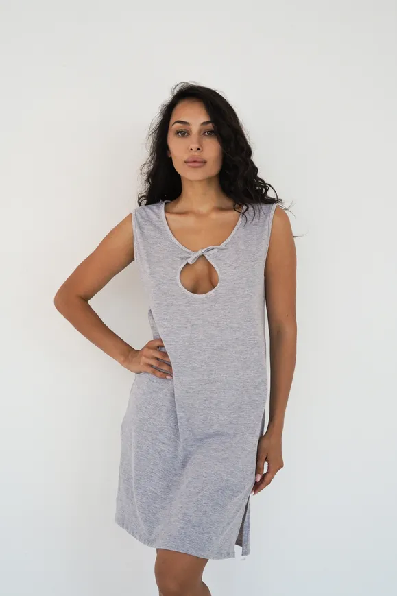Нічна сорочка для вагітних та годування XS-XL Мамин Дім Simple 24126 - Сірий — Photo 21