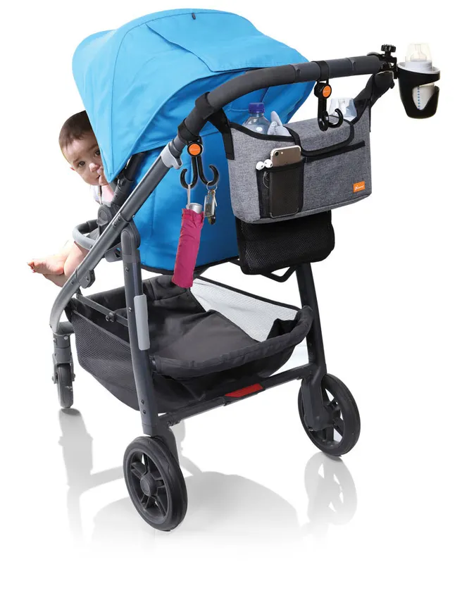 Набір до коляски DreamBaby GREY DENIM (Органайзер, підстаканник, гачки) — Photo 6