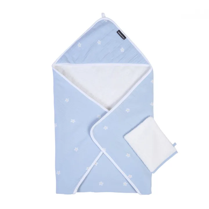 Рушник з капюшоном Childhome 80x80 flower blue, арт. CCBCMBF — Photo 6