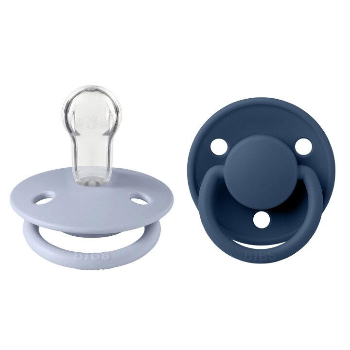 Соска пустушка BIBS De Lux Silicone Round (кругла) – Dusty Blue/Steel Blue (2 в упаковці) 0-36 міс. — Photo 4