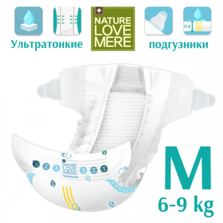 Підгузки NatureLoveMere Ультратонкі розмір M 6-9 кг 44 шт — Photo 17