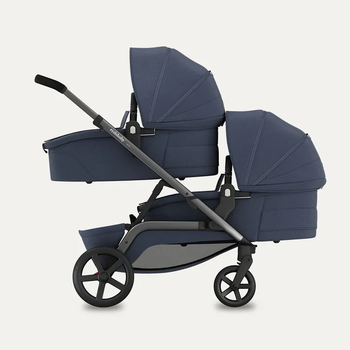 Дитячий візочок для двійні NUVO Pram Blue Slate — Photo 9