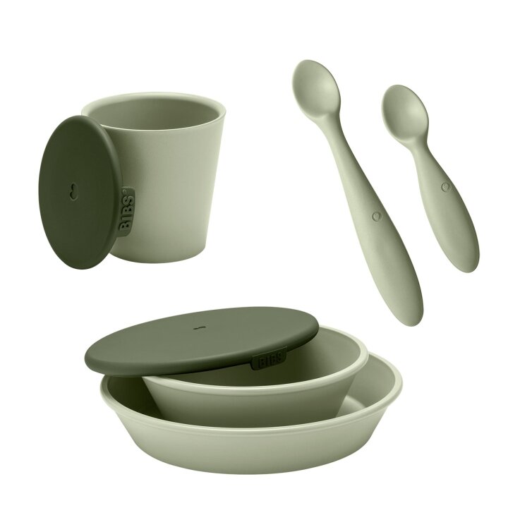 Набір посуду (миски, ложки, чашка) BIBS Complete Dinner Set - Sage — Photo 8