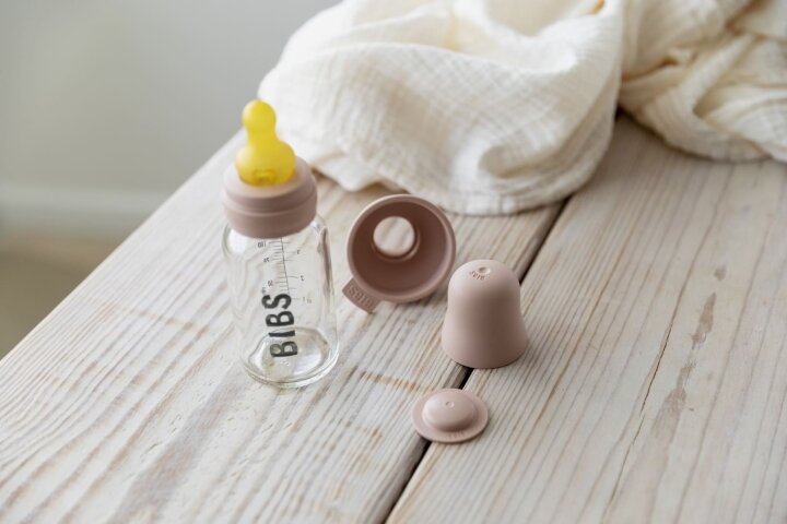 Скляна дитяча пляшечка BIBS Baby Glass Bottle повний комплект 110 мл - Blush — Photo 8