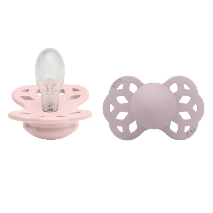 Соска пустушка BIBS Infinity Silicone Symmetrical (симетрична) – Blossom/Dusky Lilac (2 в упаковці) 0-6 міс. — Photo 3