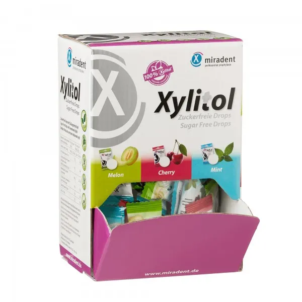 Льодяники з ксилітолом Xylitol Drops в картонному боксі (100 шт), (Miradent) — Photo 2