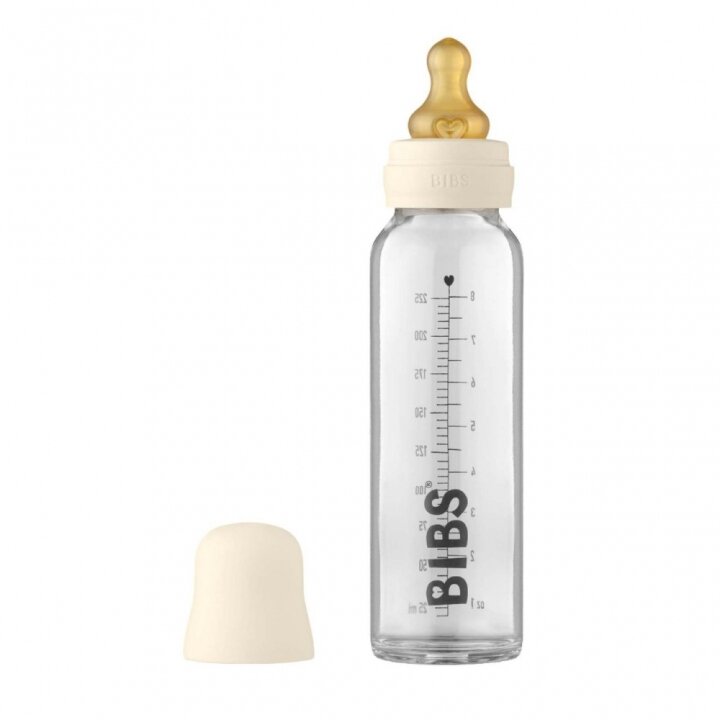 Скляна дитяча пляшечка BIBS Baby Glass Bottle повний комплект 225 мл – Ivory — Photo 4