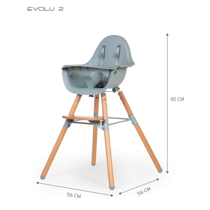 Стілець для годування Childhome Evolu 2 з бампером natural/mint — Photo 40