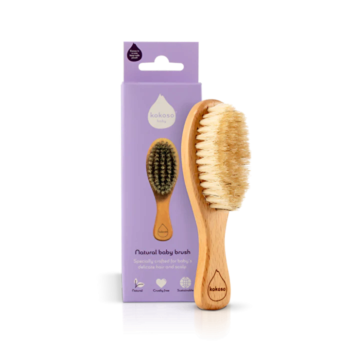 Дерев&#039;яна щітка для волосся із натуральної щетини Kokoso Baby Natural Baby Hairbrush — Photo 4