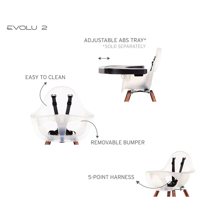 Стілець для годування Childhome Evolu 2 з бампером nut/frosted, арт. CHEVOCHFR — Photo 17