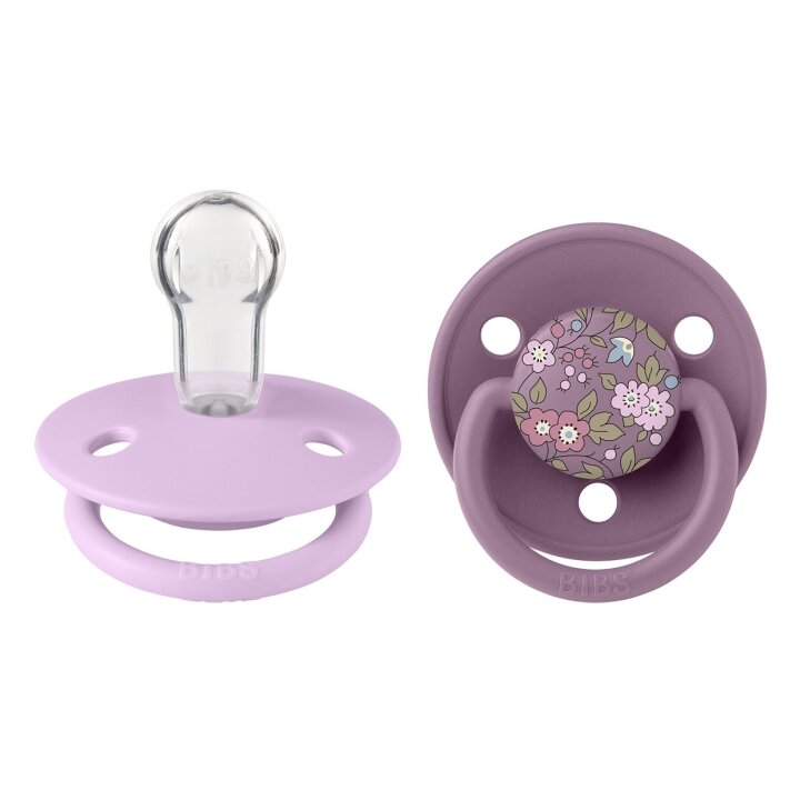 Пустушка BIBS x Liberty De Lux Silicone Round (кругла) Onesize – Chamomile Lawn Mauve / Violet Sky Mix (2 в упаковці) 0-36 міс. — Photo 4