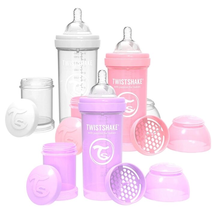 Набір із трьох антиколікових пляшечок 260мл Twistshake Value Pack Pink