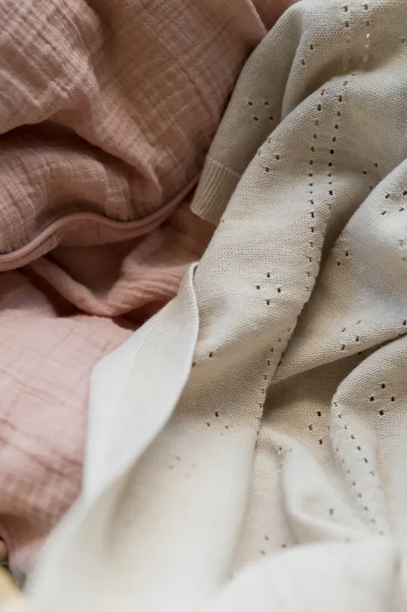 В'язана ковдра BIBS Knitted Blanket Pointelle Ivory — Photo 7
