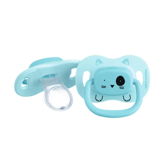 Пустушка силіконова з поворотною базою BEBE CONFORT 2 шт 0/6 Minimalistic Animals синя