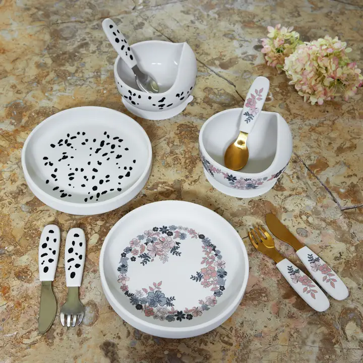 Набір для годування Elodie Details Silicone Bowl Set Blue Garden — Photo 10