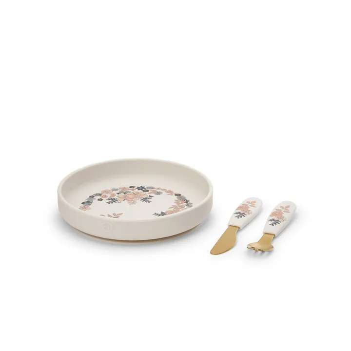 Набір для годування Elodie Details Silicone Plate Set Blue Garden Lt Placement — Photo 3