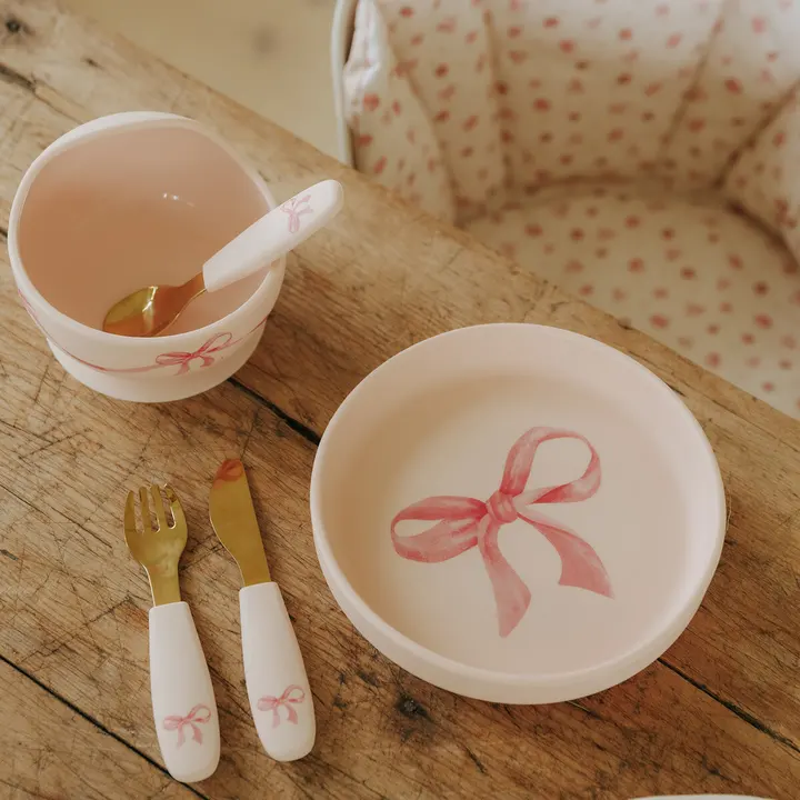Набір для годування Elodie Details Silicone Plate Set Rosy Bow — Photo 14