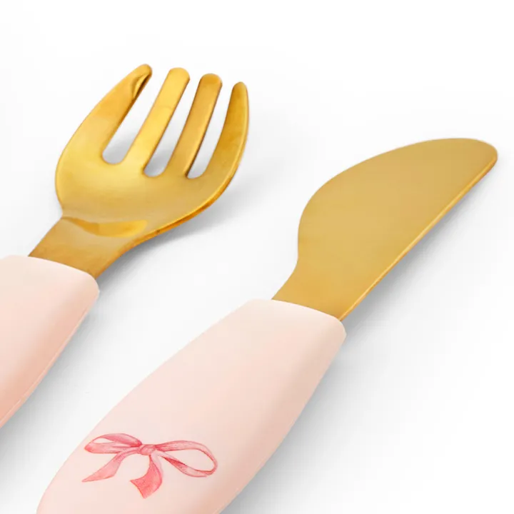 Набір для годування Elodie Details Silicone Plate Set Rosy Bow — Photo 15