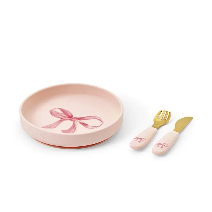 Набір для годування Elodie Details Silicone Plate Set Rosy Bow — Photo 9
