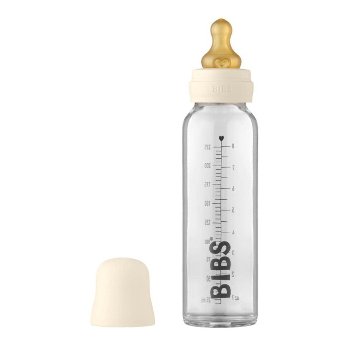 Скляна дитяча пляшечка BIBS Baby Glass Bottle повний комплект 225 мл - Ivory — Photo 3