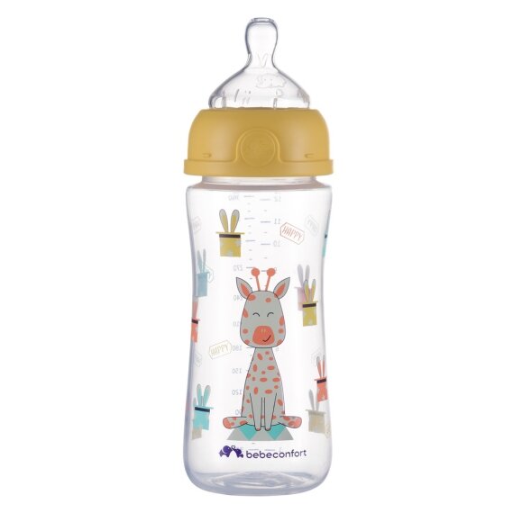 Пляшечка для годування BEBE CONFORT EMO PP 360ML T2 FF з силіконовою пустушкою жовта