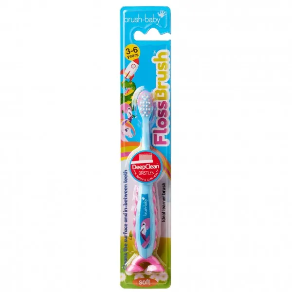 Зубна щітка Flossbrush (від 3 до 6 років) - Фламінго, (Brush-baby)