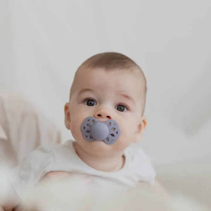 Соска пустушка BIBS Infinity Silicone Anatomical (анатомічна) – Fossil Grey/Mauve (2 в упаковці) 6-18 міс. — Photo 6
