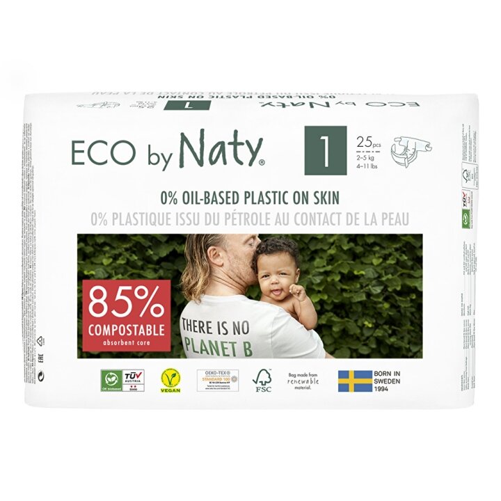 Органічні підгузники Eco by Naty Розмір 1 (від 2 до 5 кг) 25 шт — Photo 2