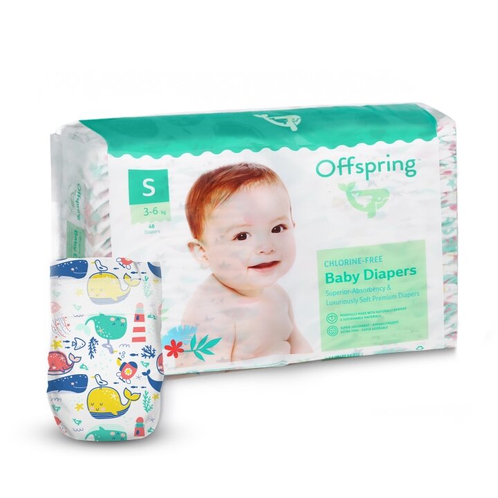 Підгузки Offspring Tangy Orange, розмір S, 3-6 кг, 48 шт.