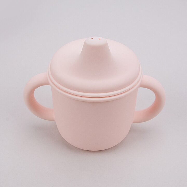 Силіконовий поїльник з ручками та кришкою з носиком Cream Pink