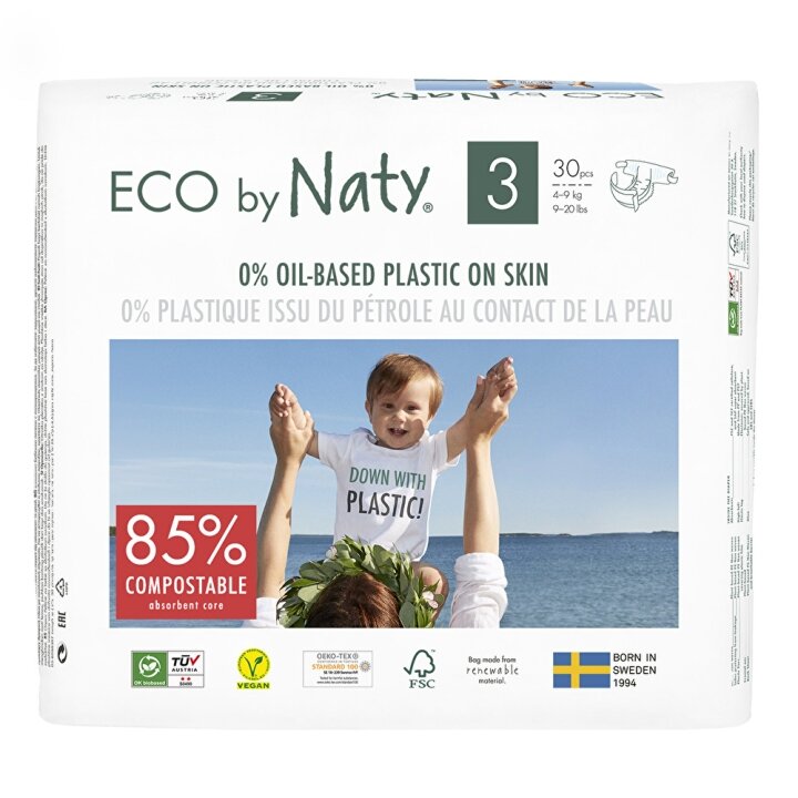 Одноразові дитячі підгузки Eco by Naty Розмір 3 (від 4 до 9 кг.), — Photo 2