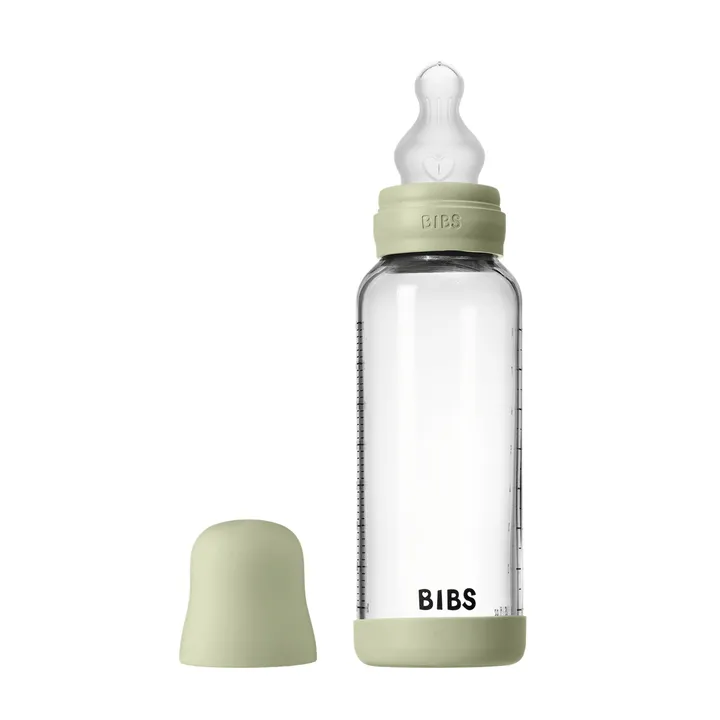 Скляна дитяча пляшечка BIBS Glass Baby Bottle Round Silicone 1 pack 240 мл Medium Flow (середній потік) Sage — Photo 6
