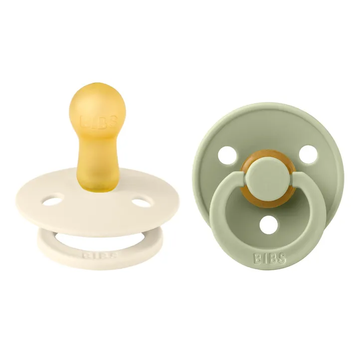 Соска пустушка BIBS Colour Latex Round (кругла) – Ivory/Sage (2 в упаковці) 0-6 міс. — Photo 3