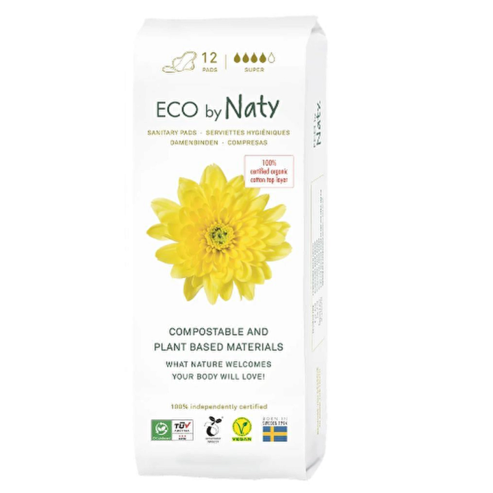 Прокладки одноразові гігієнічні жіночі ECO BY NATY, 12шт Super