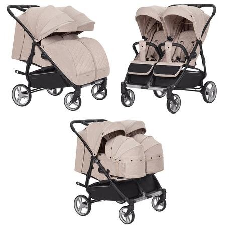 Коляска універсальна CARRELLO Connect CRL-5502/1 Cotton Beige для двійні,люлька-переноска /1/MOQ