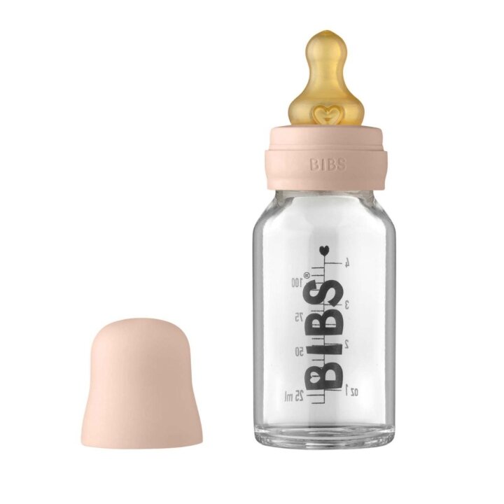 Скляна дитяча пляшечка BIBS Baby Glass Bottle повний комплект 110 мл - Blush — Photo 5