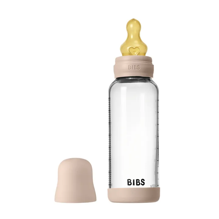 Скляна дитяча пляшечка BIBS Glass Baby Bottle Round Latex 1 pack 240 мл Medium Flow (середній потік) Blush — Photo 7