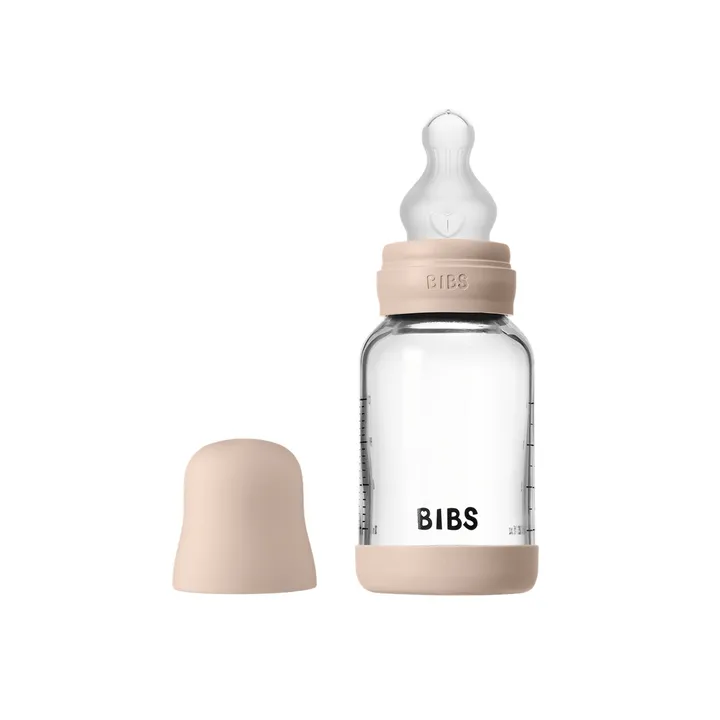 Скляна дитяча пляшечка BIBS Glass Baby Bottle Round Silicone 1 pack 120 мл Slow Flow Blush — Photo 6