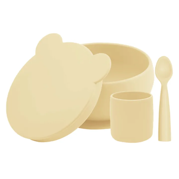 Набір для годування силіконовий (миска з кришкою, чашка, ложка) MinikOiOi BLW Set I - Mellow Yellow