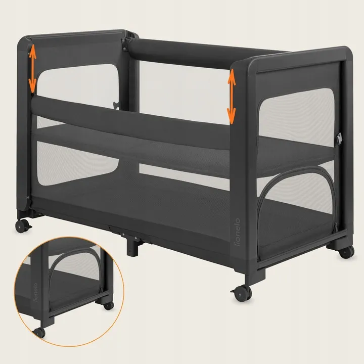 Ліжечко дитяче 3 в 1 Lionelo PATTY GREY GRAPHITE — Photo 5