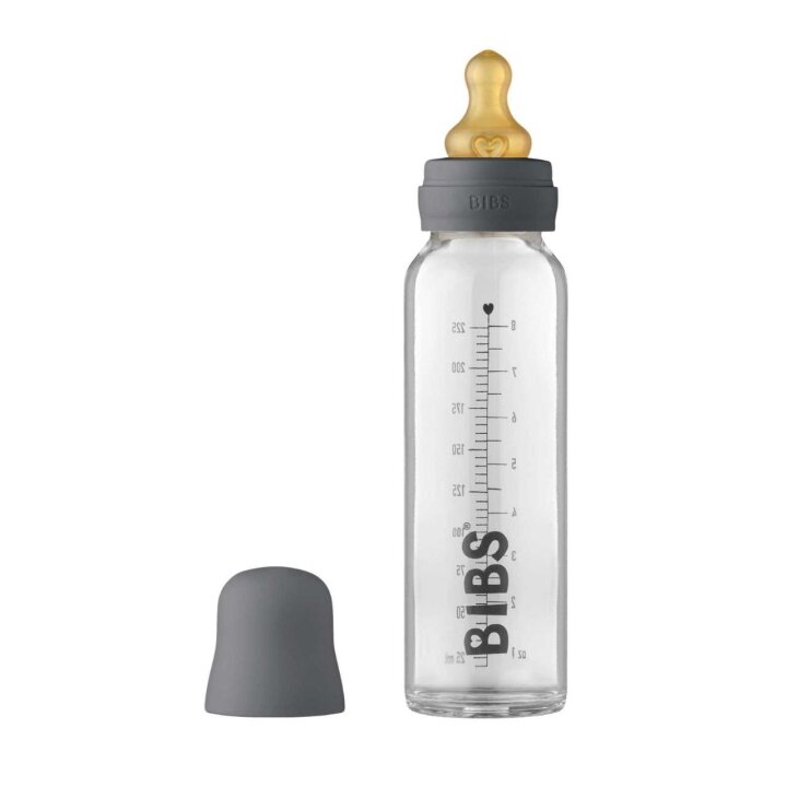 Скляна дитяча пляшечка BIBS Baby Glass Bottle повний комплект 225 мл - Iron — Photo 3