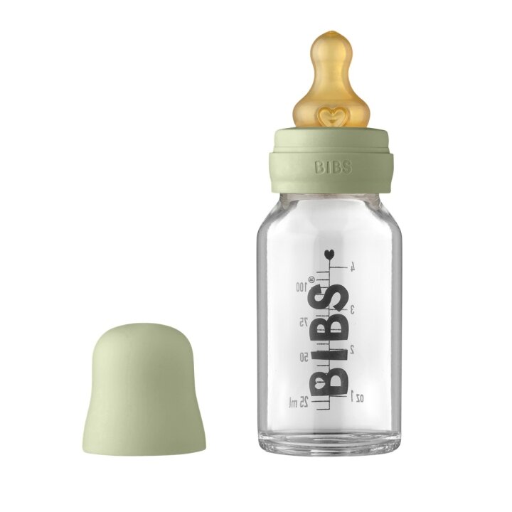 Скляна дитяча пляшечка BIBS Baby Glass Bottle повний комплект 110 мл - Sage — Photo 4