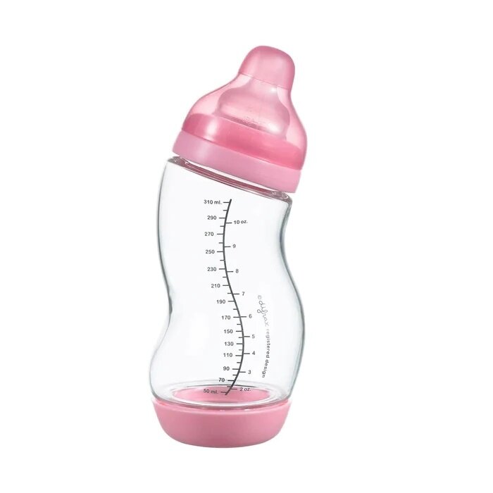 Скляна антиколікова пляшечка із силіконовою соскою 310 мл Difrax S-bottle Wide, Pink