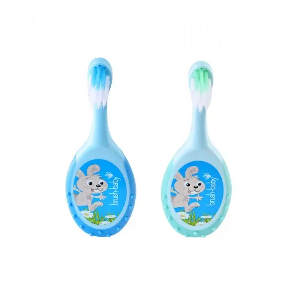 Дитяча зубна щітка Flossbrush (від 0 до 3 років) - Blue-Teal (2 шт), (Brush-baby) — Photo 8