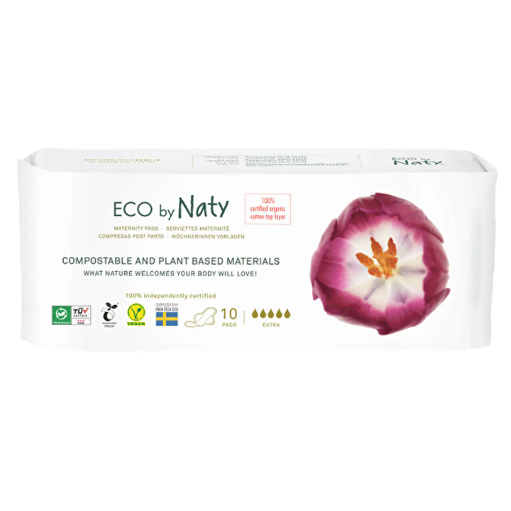 Післяпологові органічні прокладки ECO by Naty Extra 10 шт. (з крильцями) — Photo 4