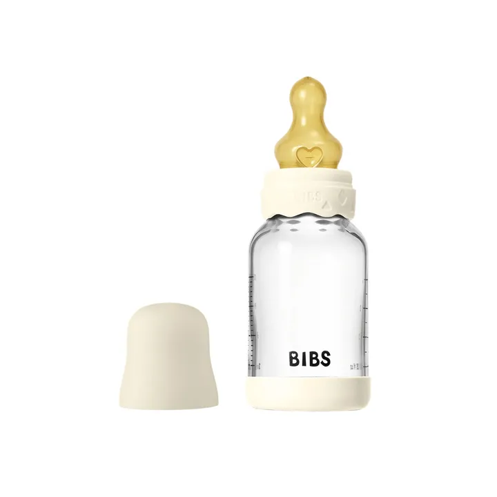 Скляна дитяча пляшечка BIBS Glass Boheme Baby Bottle Round Latex 1 pack 120 мл Slow Flow Ivory — Photo 8
