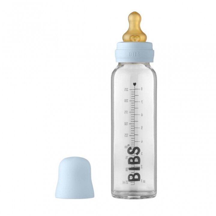 Скляна дитяча пляшечка BIBS Baby Glass Bottle повний комплект 225 мл – Baby Blue — Photo 2