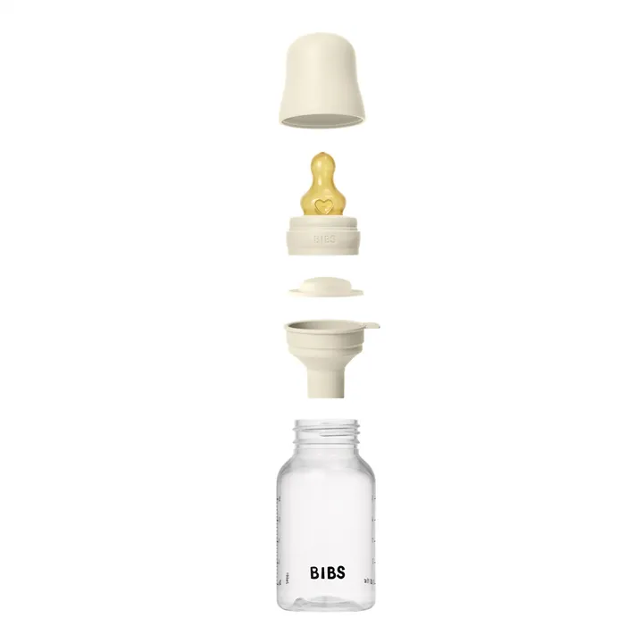 Дитяча пляшечка BIBS Baby Bottle Round Latex 150 мл Slow Flow (повільний поток) Ivory — Photo 14