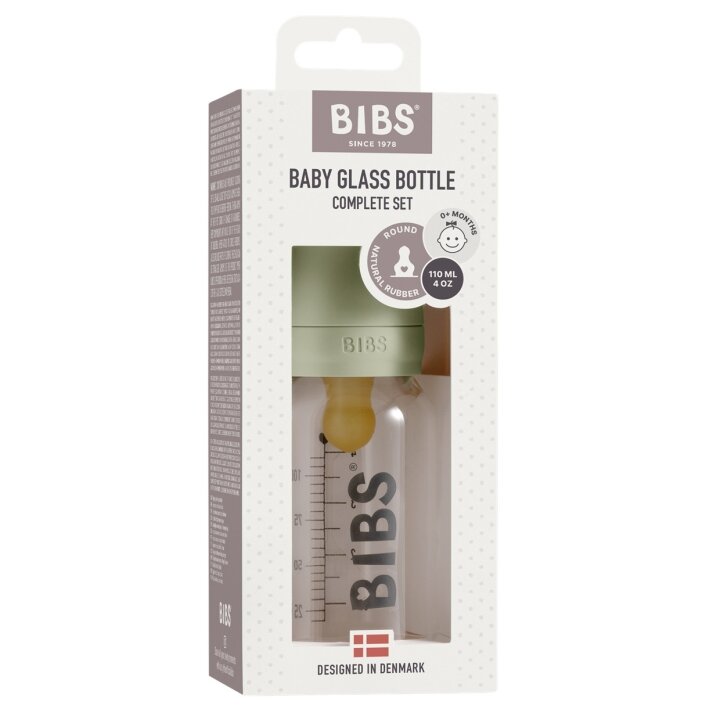 Скляна дитяча пляшечка BIBS Baby Glass Bottle повний комплект 110 мл - Sage — Photo 5