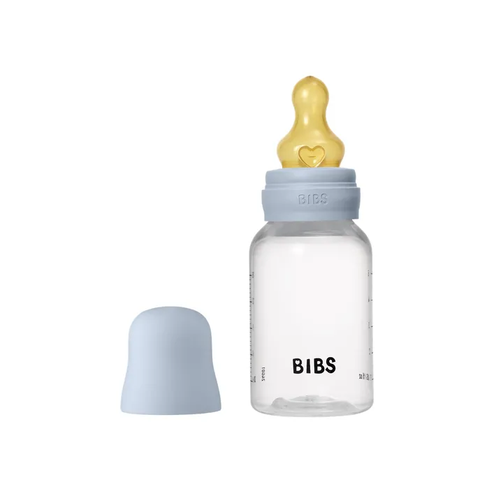 Дитяча пляшечка BIBS Baby Bottle Round Latex 150 мл Slow Flow (повільний поток) Baby Blue — Photo 8
